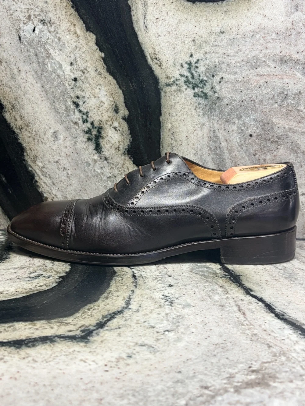 Paolo Scafora Napoli Men’s 10 Brown Leather Brogue Oxford Shoes Italy UK 9